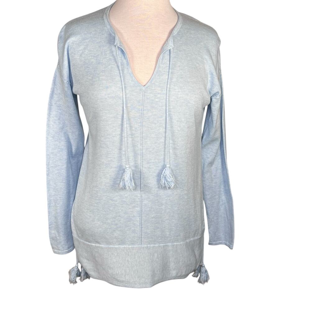 Lilly Pulitzer Women’s Light Blue Pullover Sweater with Tassels Oversized Small